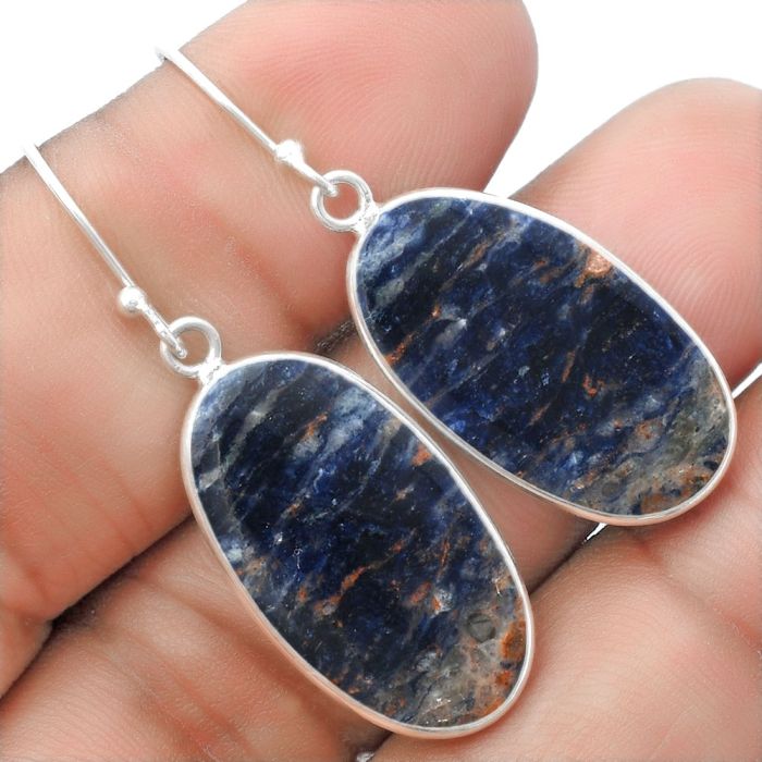 Natural Sodalite Earrings SDE57494 E-1001, 14x26 mm