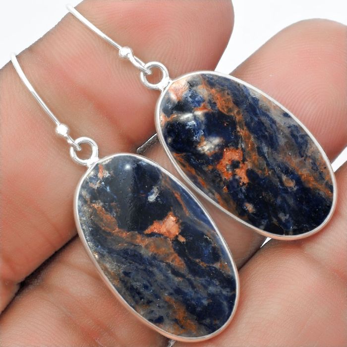 Natural Sodalite Earrings SDE57518 E-1001, 15x26 mm