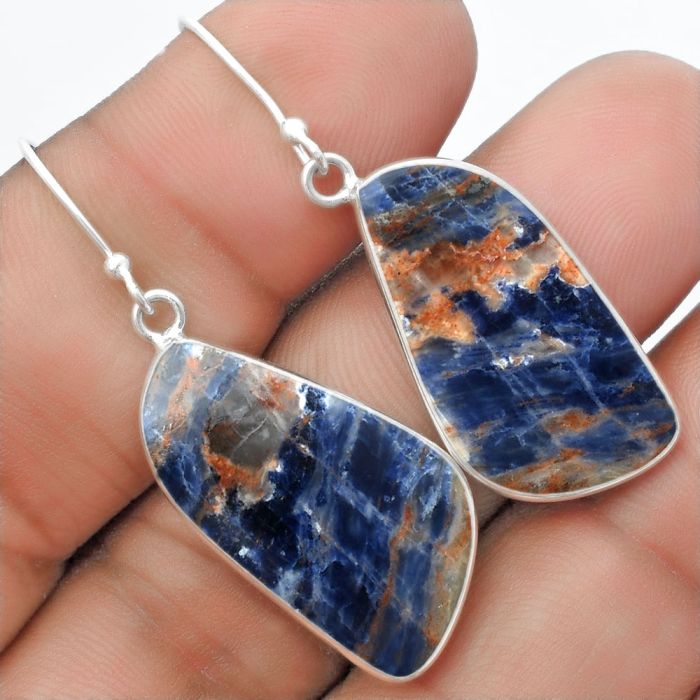 Natural Sodalite Earrings SDE57523 E-1001, 14x27 mm