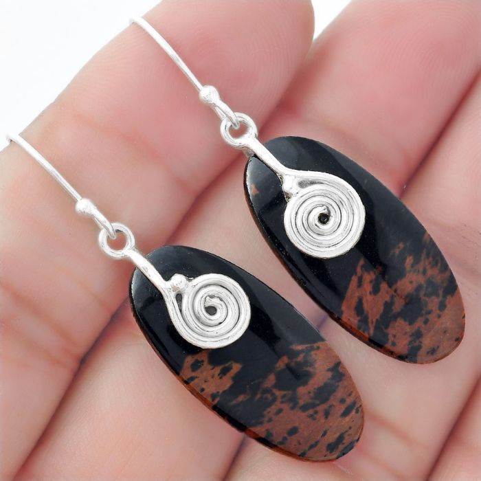 Spiral - Australian Pilbara Jasper Earrings SDE57537 E-1137, 13x28 mm