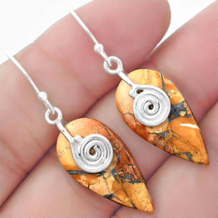 Spiral - Maligano Jasper - Indonesia Earrings SDE57538 E-1137, 12x24 mm