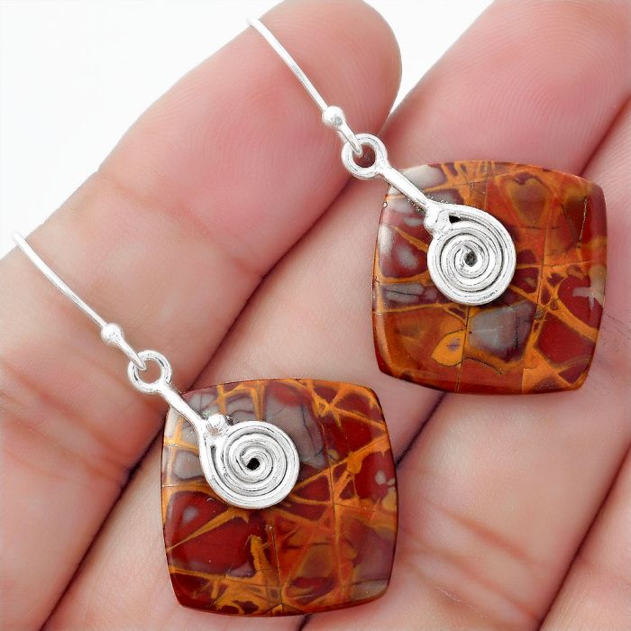 Spiral - Natural Noreena Jasper Earrings SDE57556 E-1137, 20x20 mm