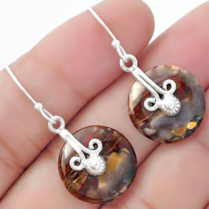 Natural Purple Cow Jasper Earrings SDE57592 E-1137, 17x17 mm