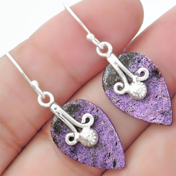 Natural Purpurite - South Africa Earrings SDE57596 E-1137, 13x20 mm