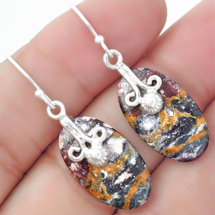 Natural Indian Blanket Jasper Earrings SDE57598 E-1137, 12x21 mm