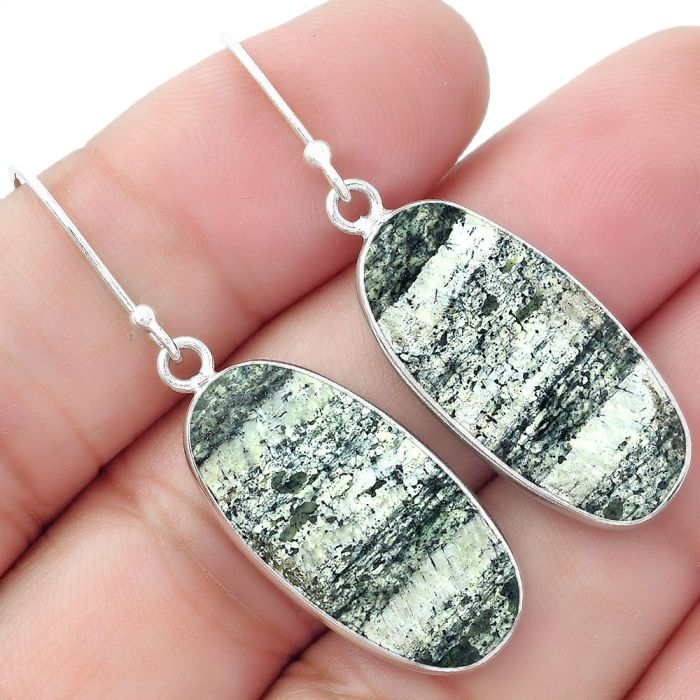 Natural Chrysotile Earrings SDE57730 E-1001, 13x25 mm