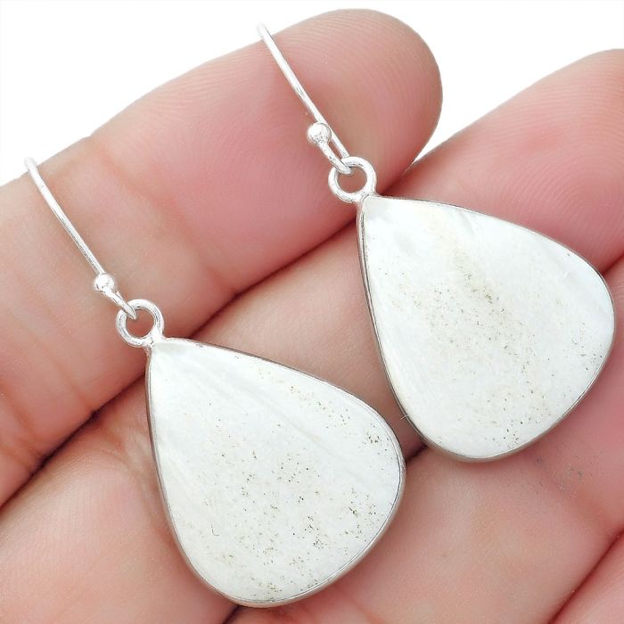 Natural White Scolecite Earrings SDE57744 E-1001, 18x22 mm