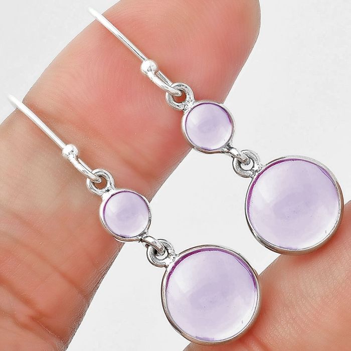 Natural Amethyst Cab - Brazil Earrings SDE58043 E-1006, 10x10 mm