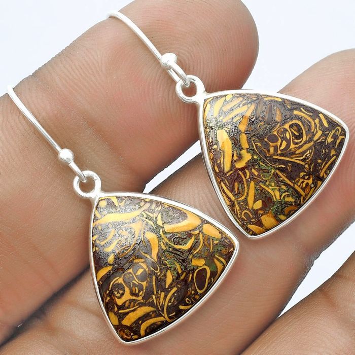 Natural Coquina Fossil Jasper - India Earrings SDE58435 E-1001, 17x17 mm