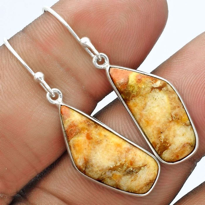 Natural Coral Jasper Earrings SDE58503 E-1001, 9x22 mm