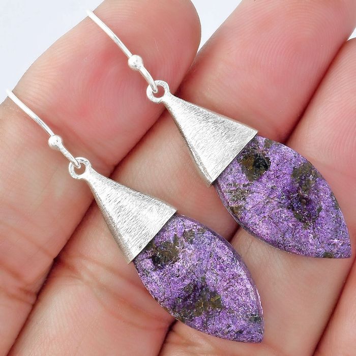 Natural Purpurite - South Africa Earrings SDE58850 E-1083, 12x24 mm