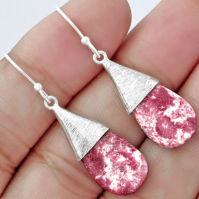 Natural Pink Thulite - Norway Earrings SDE58856 E-1083, 11x18 mm