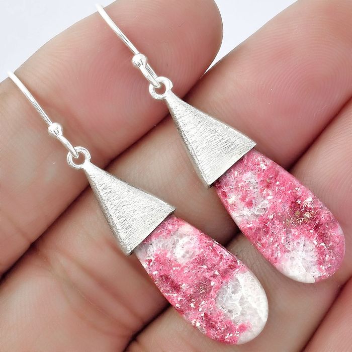 Natural Pink Thulite - Norway Earrings SDE58882 E-1083, 10x22 mm