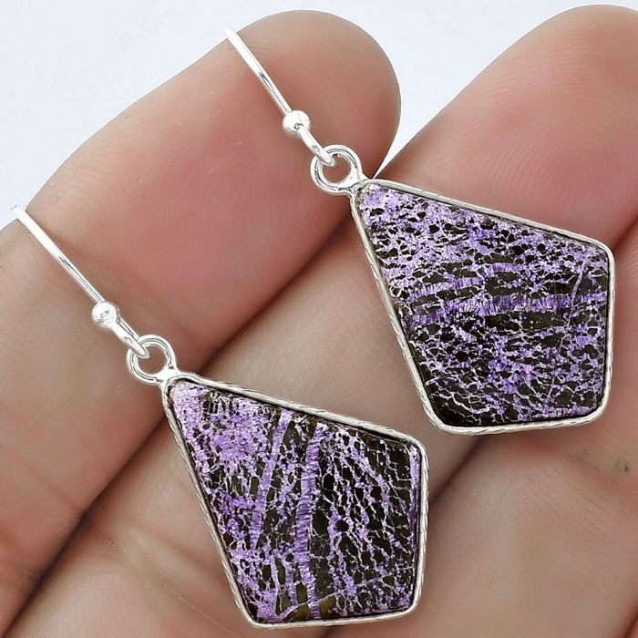 Natural Purpurite - South Africa Earrings SDE58999 E-1001, 16x22 mm