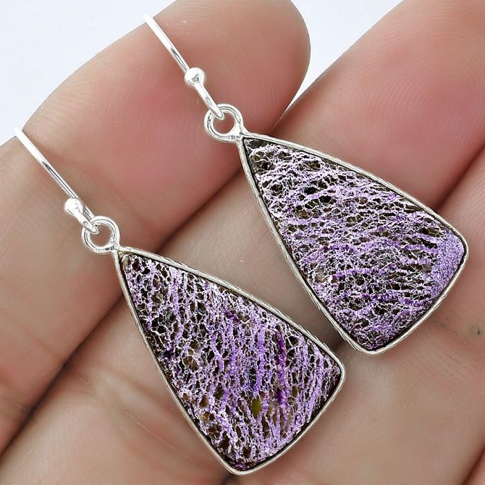 Natural Purpurite - South Africa Earrings SDE59000 E-1001, 13x22 mm