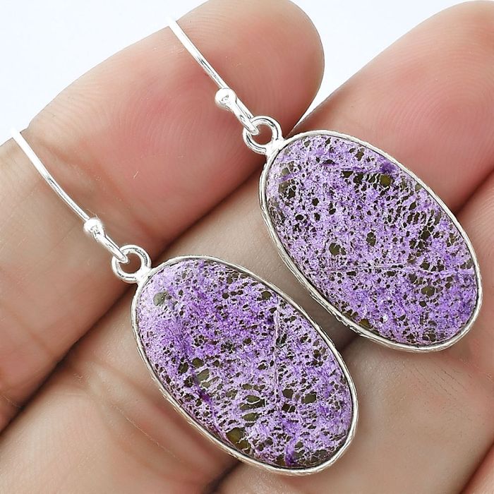 Natural Purpurite - South Africa Earrings SDE59017 E-1001, 13x22 mm