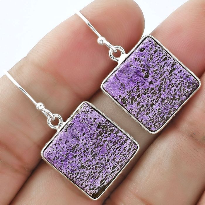 Natural Purpurite - South Africa Earrings SDE59025 E-1001, 16x16 mm