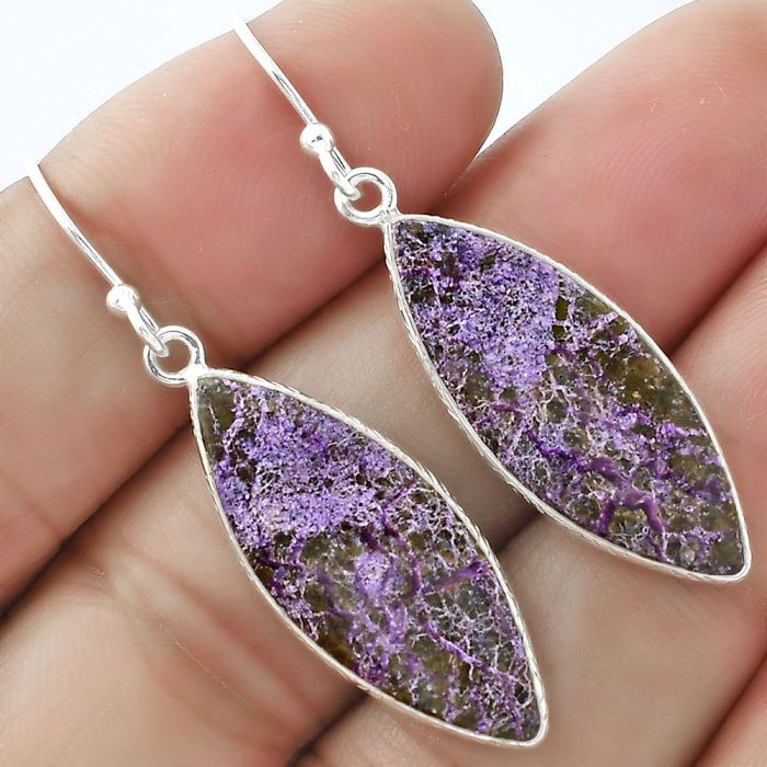 Natural Purpurite - South Africa Earrings SDE59051 E-1001, 11x27 mm