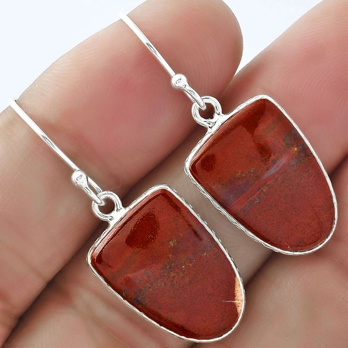 Natural Red Moss Agate Earrings SDE59173 E-1001, 13x18 mm