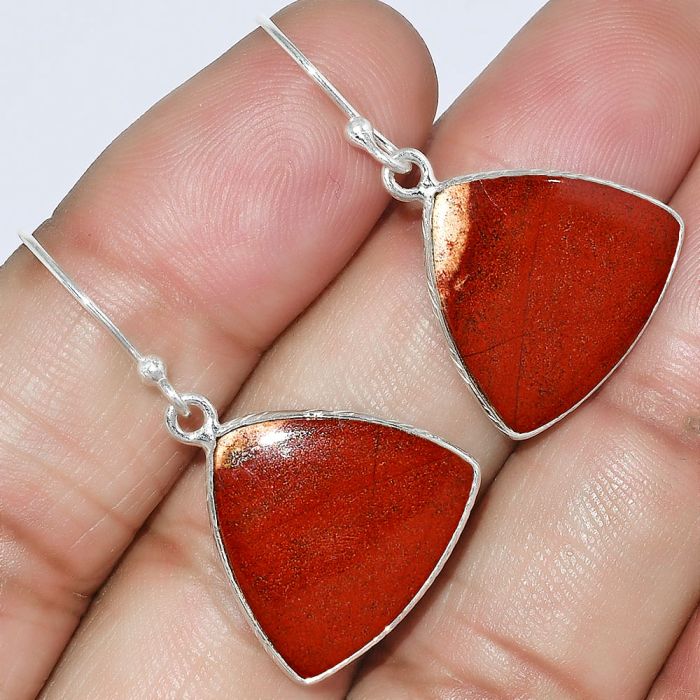 Natural Red Moss Agate Earrings SDE59208 E-1001, 18x18 mm