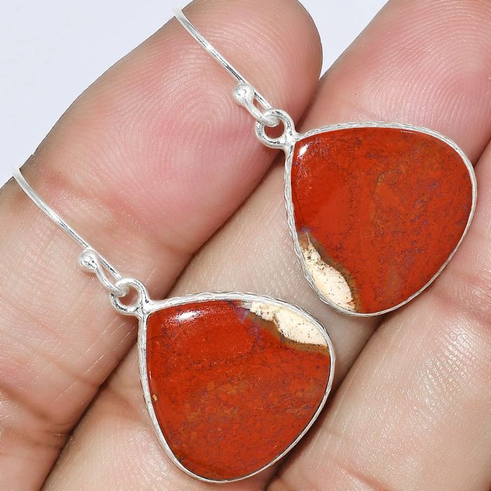 Natural Red Moss Agate Earrings SDE59213 E-1001, 17x17 mm