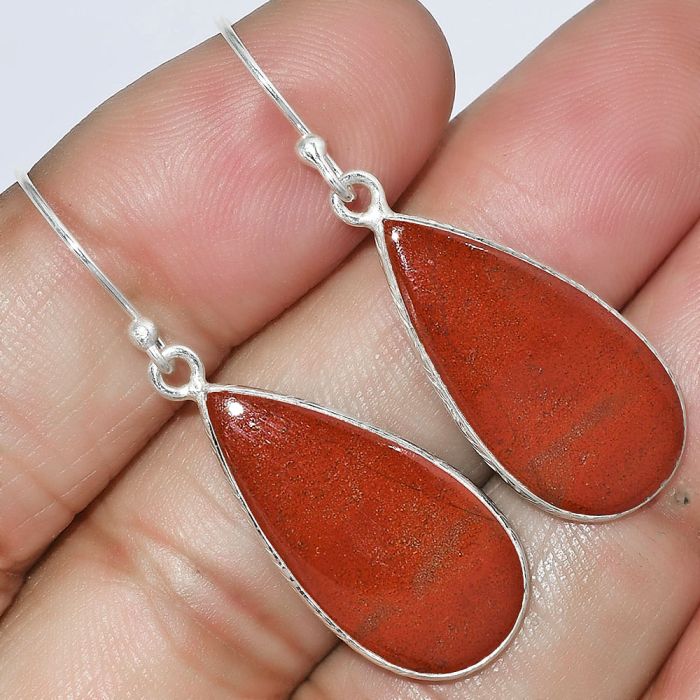 Natural Red Moss Agate Earrings SDE59217 E-1001, 12x24 mm