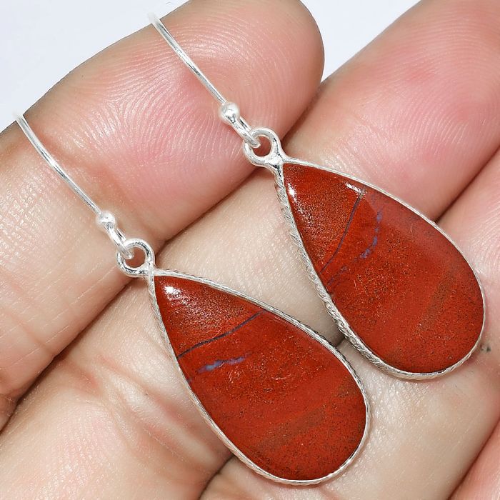 Natural Red Moss Agate Earrings SDE59230 E-1001, 12x24 mm