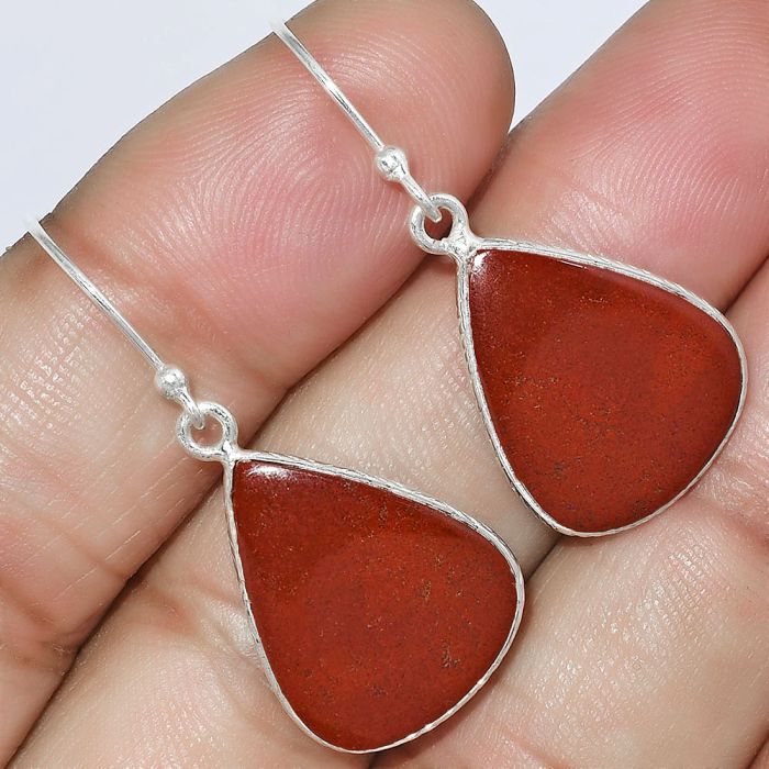 Natural Red Moss Agate Earrings SDE59235 E-1001, 15x19 mm