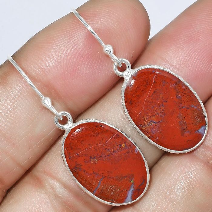 Natural Red Moss Agate Earrings SDE59237 E-1001, 12x18 mm