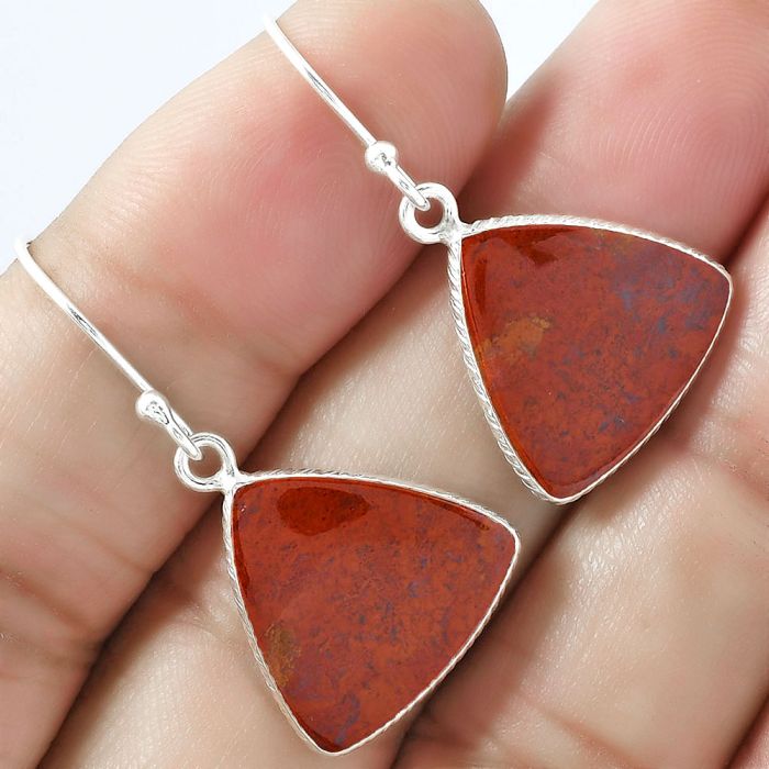 Natural Red Moss Agate Earrings SDE59257 E-1001, 16x16 mm