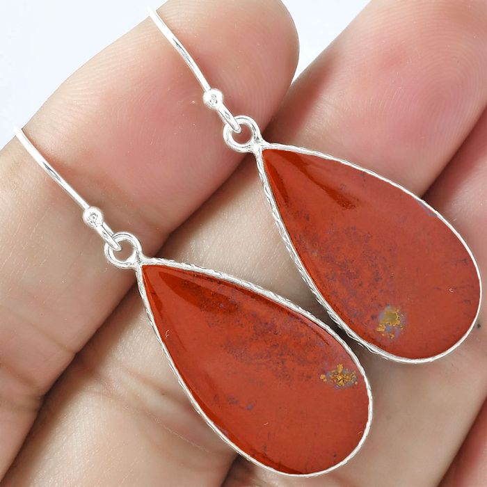 Natural Red Moss Agate Earrings SDE59261 E-1001, 14x26 mm