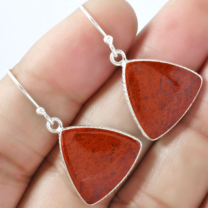 Natural Red Moss Agate Earrings SDE59301 E-1001, 17x17 mm