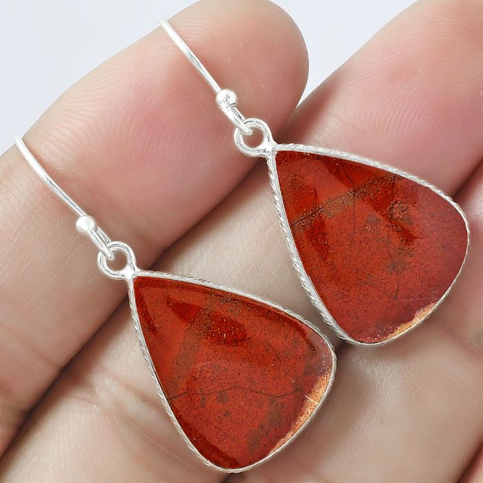 Natural Red Moss Agate Earrings SDE59305 E-1001, 16x20 mm