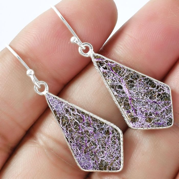 Natural Purpurite - South Africa Earrings SDE59407 E-1001, 13x24 mm