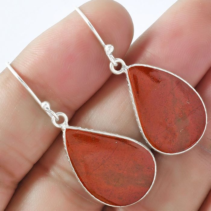 Natural Red Moss Agate Earrings SDE59412 E-1001, 15x22 mm