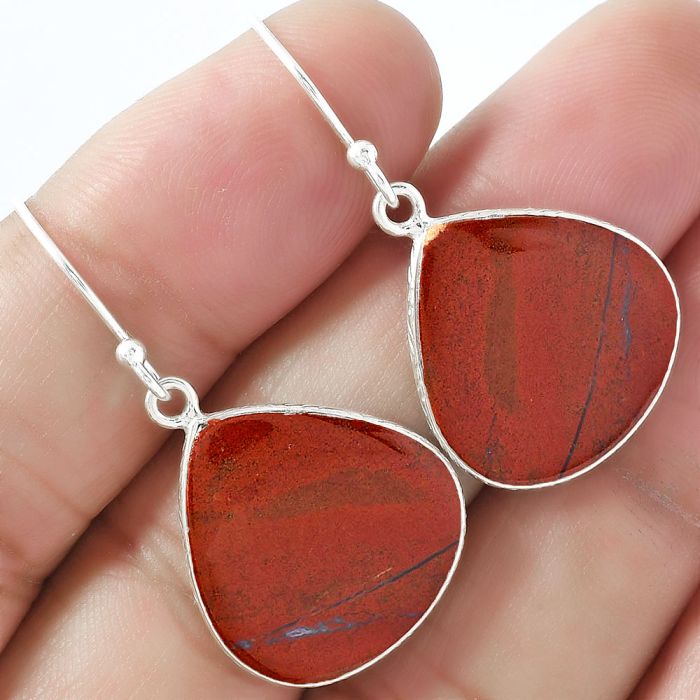 Natural Red Moss Agate Earrings SDE59424 E-1001, 19x20 mm