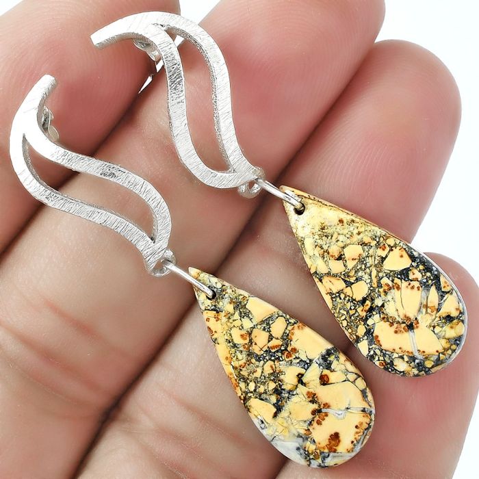 Natural Maligano Jasper - Indonesia Earrings SDE59542 E-1204, 11x25 mm