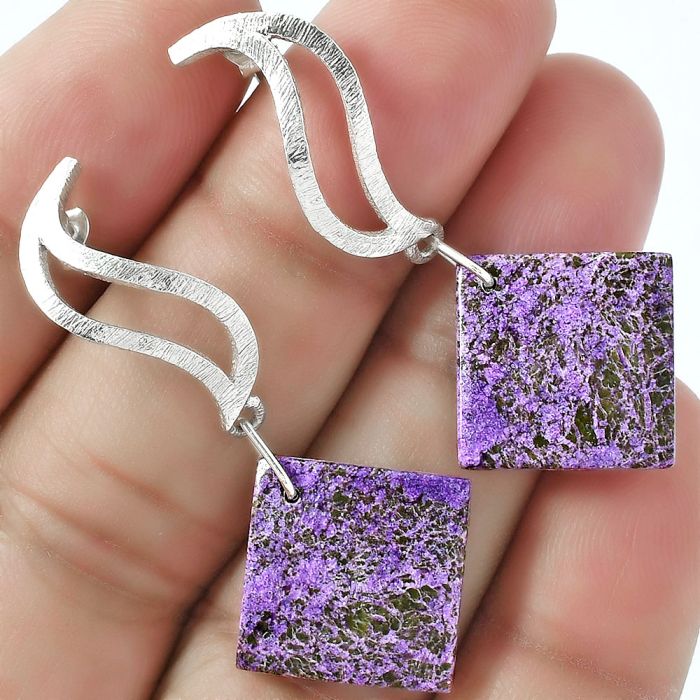 Natural Purpurite - South Africa Earrings SDE59545 E-1204, 15x15 mm