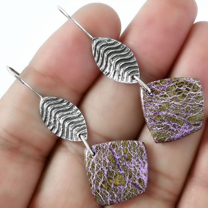 Natural Purpurite - South Africa Earrings SDE59567 E-1203, 20x21 mm