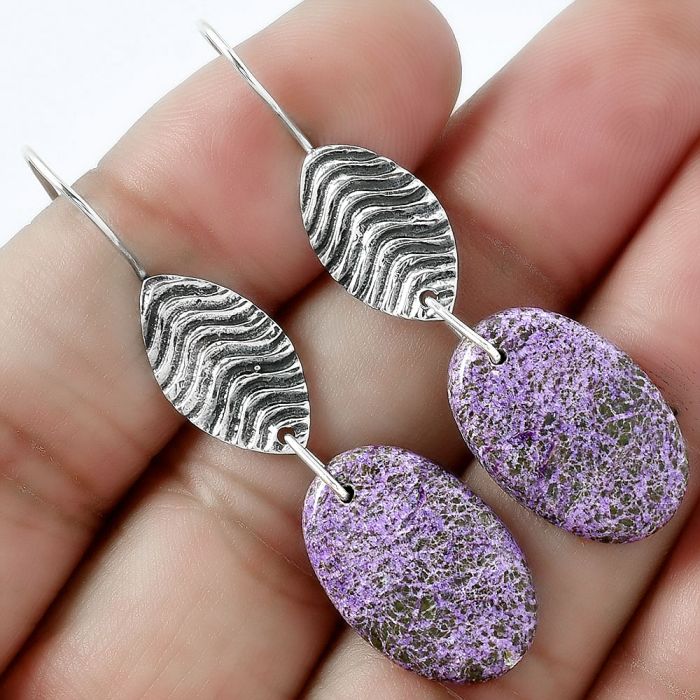 Natural Purpurite - South Africa Earrings SDE59569 E-1203, 13x20 mm