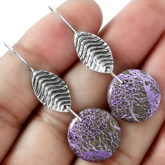 Natural Purpurite - South Africa Earrings SDE59584 E-1203, 16x16 mm