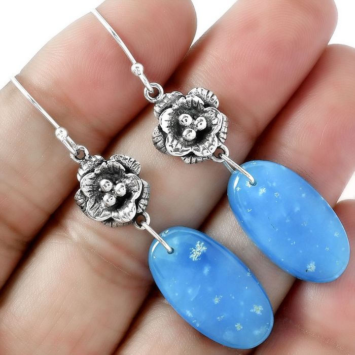 Floral - Natural Smithsonite Earrings SDE59646 E-1237, 12x22 mm