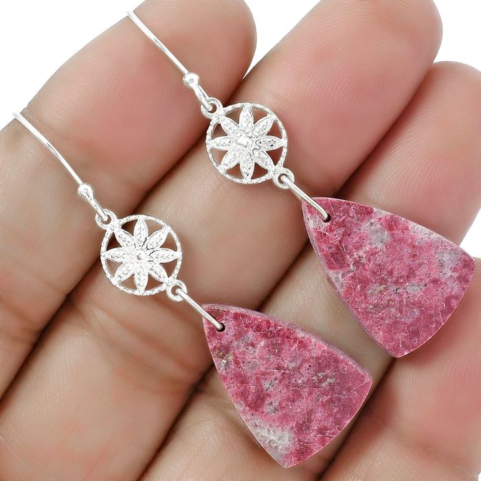 Natural Pink Thulite - Norway Earrings SDE61247 E-1235, 14x21 mm