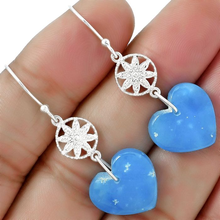 Valentine Gift Heart Natural Smithsonite Earrings SDE61256 E-1235, 15x16 mm