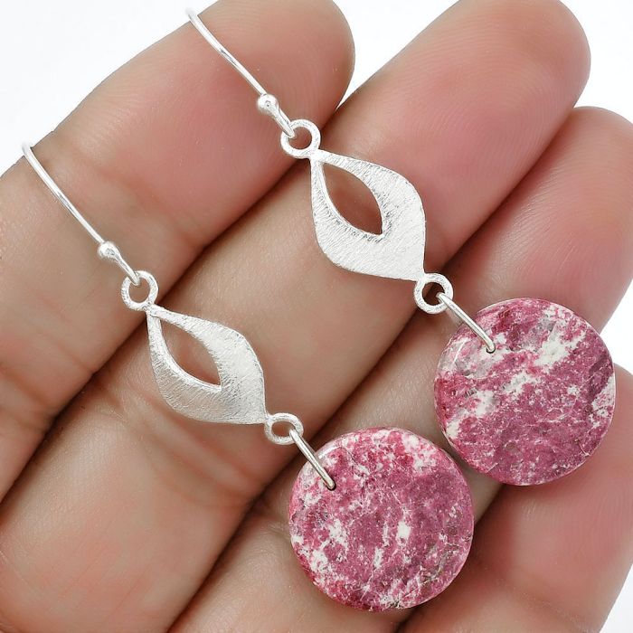 Natural Pink Thulite - Norway Earrings SDE61273 E-1094, 17x17 mm