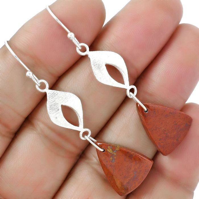 Natural Red Moss Agate Earrings SDE61290 E-1094, 13x17 mm