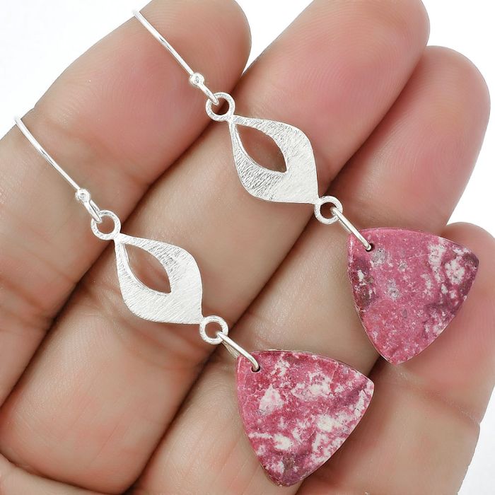 Natural Pink Thulite - Norway Earrings SDE61294 E-1094, 17x17 mm
