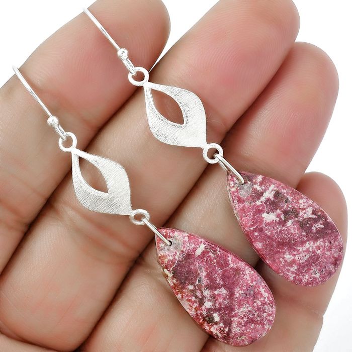 Natural Pink Thulite - Norway Earrings SDE61309 E-1094, 13x26 mm