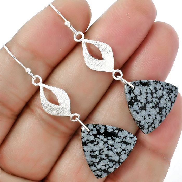 Natural Snow Flake Obsidian Earrings SDE61311 E-1094, 18x18 mm