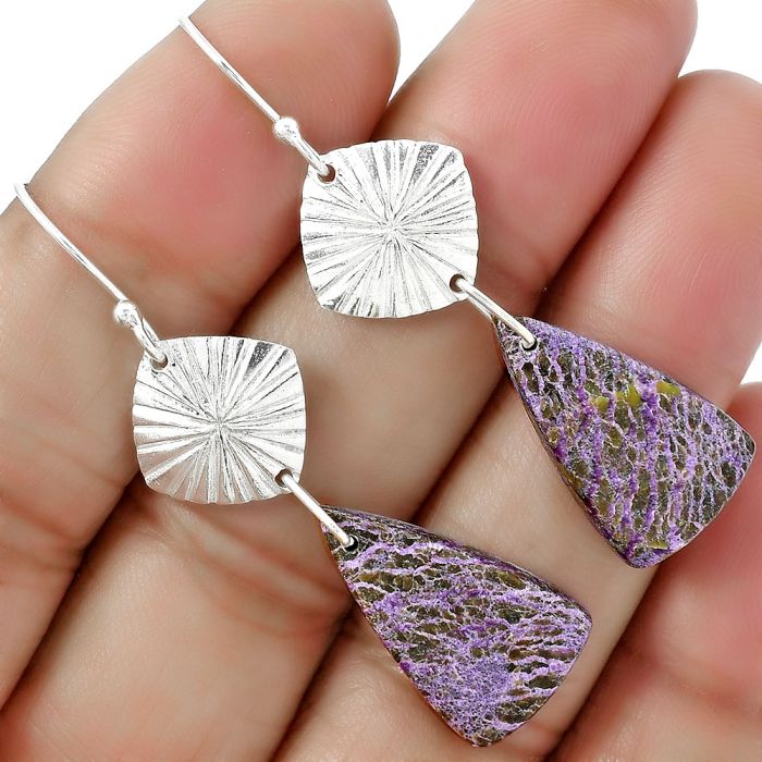 Natural Purpurite - South Africa Earrings SDE61319 E-1094, 12x21 mm